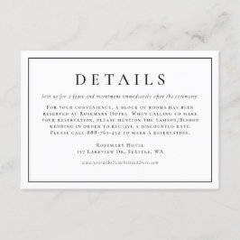 Schwarze einfache Typografie - formale Hochzeitdet Begleitkarte