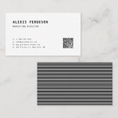 Schwarze einfache Typografie mit QR-Code Minimalis Visitenkarte (Vorne/Hinten)