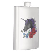 Schwarze Einhorn-Blume Lila Flachmann (Rechts)