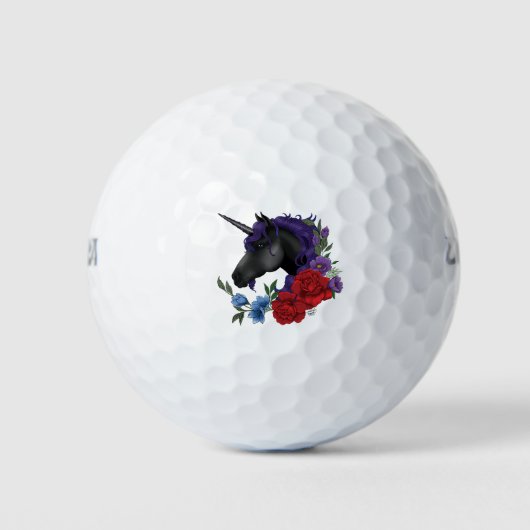 Schwarze Einhorn-Blume Lila Golfball (Vorderseite)