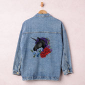Schwarze Einhorn-Blume Lila Jeansjacke (Hangar)