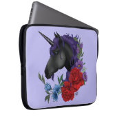 Schwarze Einhorn-Blume Lila Laptopschutzhülle (Vorne Rechts)
