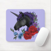 Schwarze Einhorn-Blume Lila Mousepad (Mit Mouse)
