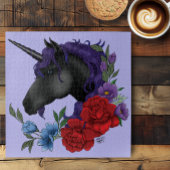 Schwarze Einhorn-Blume Lila Puzzle