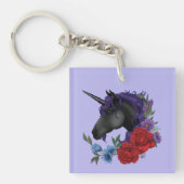 Schwarze Einhorn-Blume Lila Schlüsselanhänger (Vorderseite)