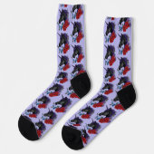 Schwarze Einhorn-Blume Lila Socken (Linkes Detail)
