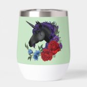Schwarze Einhorn Lila rote Blume (Rückseite)