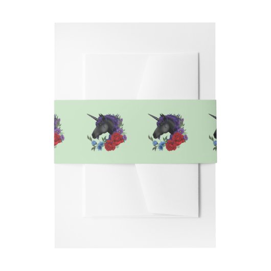 Schwarze Einhorn-Lila Rote Blume Einladungsbanderole (Vorderseite Beispiel)