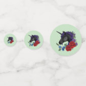 Schwarze Einhorn-Lila Rote Blume Konfetti (Vorderseiten)