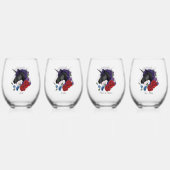 Schwarze Einhorn-Lila Rote Blume Weinglas Ohne Stiel (Hinten)