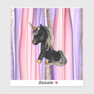 Schwarze Einhorn Rosa Ohren Aufkleber