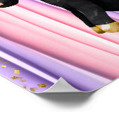 Schwarze Einhorn Rosa Ohren Poster (Ecke)