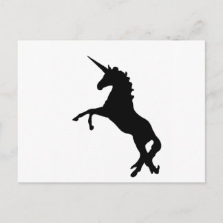 Schwarze Einhorn-Silhouette auf Hind Legs Postkarte