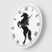 Schwarze Einhorn-Silhouette römische Numerische Uh Große Wanduhr (Winkel)