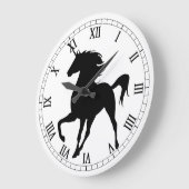 Schwarze Einhorn-Silhouette römische Uhr (Winkel)