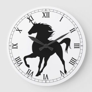 Schwarze Einhorn-Silhouette römische Uhr