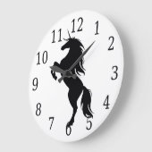 Schwarze Einhorn-Silhouette-Uhr Große Wanduhr (Winkel)