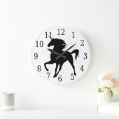 Schwarze Einhorn-Silhouette-Uhr Große Wanduhr (Zuhause)