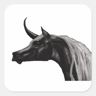 Schwarze Einhornkleber Quadratischer Aufkleber
