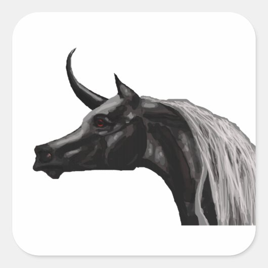 Schwarze Einhornkleber Quadratischer Aufkleber (Vorderseite)