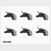 Schwarze Einhornkleber Quadratischer Aufkleber (Blatt)