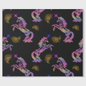 Schwarze Einhornmagie Geschenkpapier (Flach)