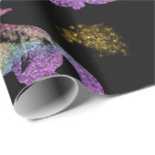 Schwarze Einhornmagie Geschenkpapier (Rolleneckpunkt)