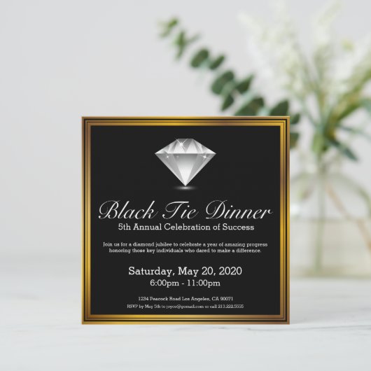 Schwarze Einladung (Stehend Vorderseite)