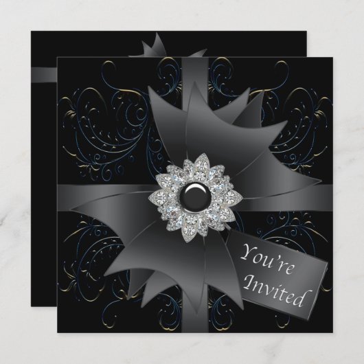 Schwarze Einladung für jeden Anlaß (Vorne/Hinten)