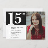 Schwarze Einladung zum 15. Geburtstag Modernes Chi (Vorderseite)