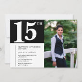 Schwarze Einladung zum 15. Geburtstag Modernes Chi (Vorderseite)