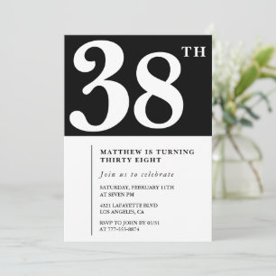 Schwarze Einladung zum 38. Geburtstag Elegant Chic