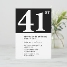 Schwarze Einladung zum 41. Geburtstag Elegant Chic