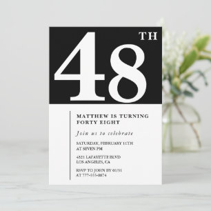 Schwarze Einladung zum 48. Geburtstag Elegant Chic