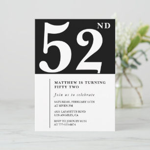 Schwarze Einladung zum 52. Geburtstag Elegant Chic