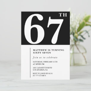Schwarze Einladung zum 67. Geburtstag Elegant Chic