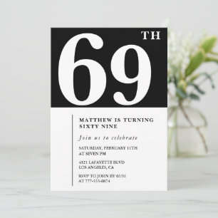 Schwarze Einladung zum 69. Geburtstag Elegant Chic