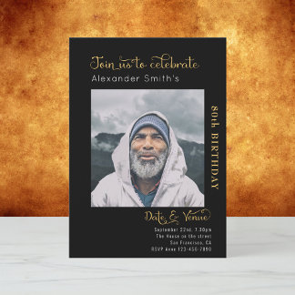 Schwarze Einladung zum 80. Geburtstag