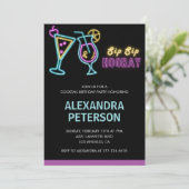 Schwarze Einladung zum 90. Geburtstag Cocktail Neo (Stehend Vorderseite)