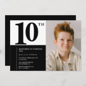 Schwarze Einladungen zum 10. Geburtstag Eleganter (Vorne/Hinten)
