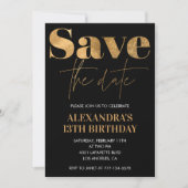 Schwarze Einladungen zum 13. Geburtstag Save the D (Vorderseite)