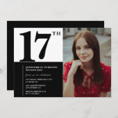 Schwarze Einladungen zum 17. Geburtstag Eleganter  (Vorne/Hinten)