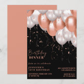 Schwarze Einladungen zum 18. Geburtstag Rose Gold  (Vorne/Hinten)