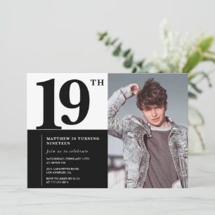 Schwarze Einladungen zum 19. Geburtstag Elegant Ch