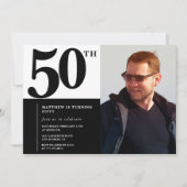 Schwarze Einladungen zum 50. Geburtstag Eleganter (Vorderseite)
