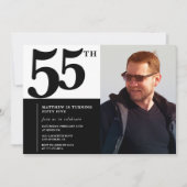 Schwarze Einladungen zum 55. Geburtstag Eleganter (Vorderseite)