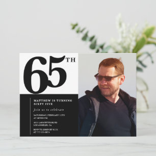 Schwarze Einladungen zum 65. Geburtstag Eleganter