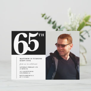 Schwarze Einladungen zum 65. Geburtstag Modern Chi