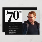 Schwarze Einladungen zum 70. Geburtstag Eleganter (Vorne/Hinten)