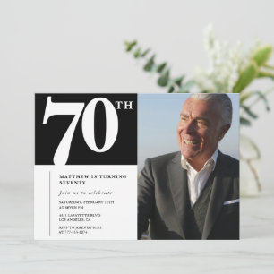 Schwarze Einladungen zum 70. Geburtstag Modern Chi